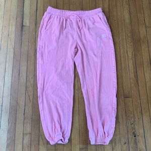 Pink adidas velvet joggers size XL
